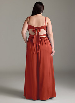 Azazie Zeya Bridesmaid Dresses Rust A-Line Pleated Stretch Satin Dress image10