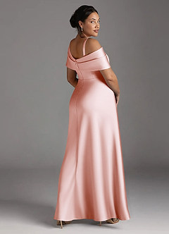 Azazie Milton Mother of the Bride Dresses Blushing Pink A-Line Pleated Stretch Satin Dress image12