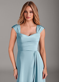 Azazie Laila Bridesmaid Dresses Moody Blue A-Line Sweetheart Neckline Stretch Satin Dress image5