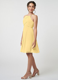 Azazie Ginny Junior Butter A-Line Pleated Chiffon Dress image3