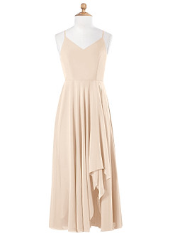 Azazie Collette Junior White Alabaster A-Line Ruched Chiffon Dress image5