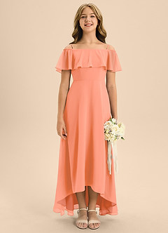 Azazie Maggie Junior Sunset A-Line Off the Shoulder Chiffon Dress image1