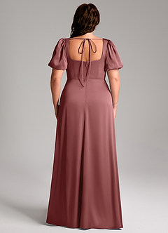 Azazie Fyona Bridesmaid Dresses Amethyst A-Line Pleated Stretch Satin Dress image9