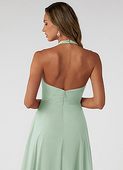 Azazie Tessie Bridesmaid Dresses Agave A-Line V-Neck Pleated Chiffon Dress image4