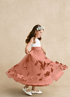 Azazie Vi Flower Girl Dresses MAI TAI A-Line Sleeveless Tulle Dress image2