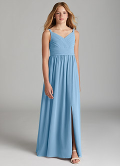 Azazie Chanel Junior Blushing Pink A-Line Sweetheart Neckline Chiffon Dress image1