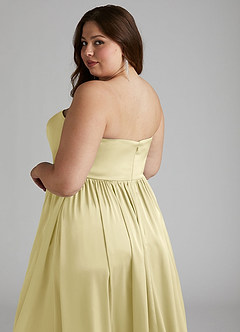 Azazie Morana Vestidos de damas de honor Vestido de Sorbete De Limón de Satén Elástico de Corte en A Convertible con Vestidos sin tirantes image20