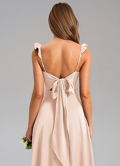 Azazie Everett Bridesmaid Dresses Blushing Pink A-Line Stretch Satin Dress image7
