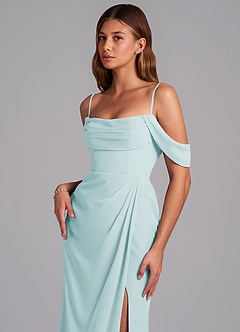 Azazie Johana Jurken voor bruidsmeisjes Converteerbaar Jurk van Chiffon met Zeemeermin Off the Shoulder Zeeglas image5