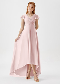 Azazie Breanne Junior Vestido de Rosa Rubor de Gasa de Corte En A image3