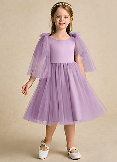 Azazie Duchess Flower Girl Dresses Wisteria A-Line with Sleeves Tulle Dress image5