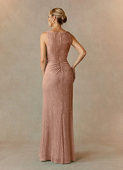 Azazie Tuscon Mother of the Bride Dresses Rose Gold A-Line Ruched Metallic Mesh Dress image2