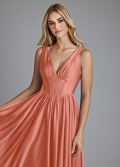 Azazie Delmie Brudtärnklänningar Klä av A-Linje i Stretch Satin Korsett Laxrosa image7