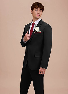 front Ethan Black Refined Weave Suit Jacket