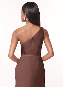 Azazie Liza Abiti da Damigella Abito Sirena in Chiffon Monospalla Espresso image3