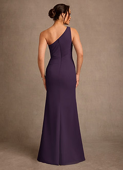 Azazie Floy Mother of the Bride Dresses Plum Sheath One Shoulder Chiffon Dress image3