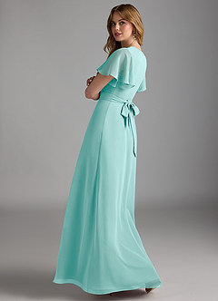 Azazie Zaniah Bridesmaid Dresses Aqua A-Line Chiffon Dress image7