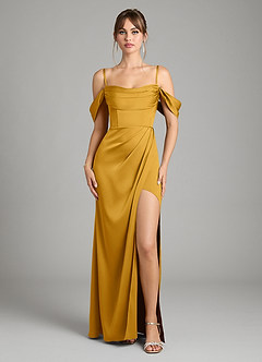 Azazie Johana Vestidos de damas de honor Vestido de Caramelo de Satén Elástico de Corte Sirena Convertible con Vestidos sin tirantes image3