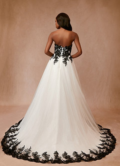 Azazie Adelaide Wedding Dresses Black Diamond White A-Line Lace Tulle Dress image4