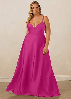 Christian Siriano Bridal for Azazie 1001 Bridesmaid Dresses Fuchsia A-Line Sweetheart Neckline Stretch Satin Dress image10