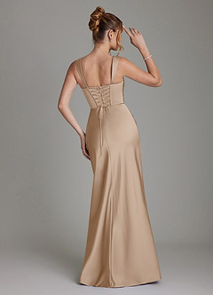 Azazie Agustina Brautjungfernkleider Meerjungfrau-Linie Korsett Stretch-Satin Kleid Taupe image2