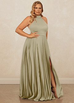 Christian Siriano Bridal for Azazie 1007 Bridesmaid Dresses Moss Green A-Line Pleated Stretch Satin Dress image10