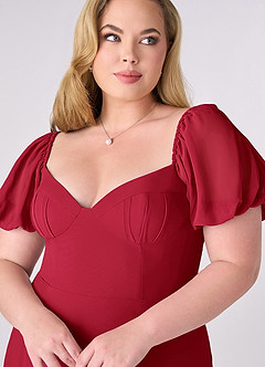 Barbie ♥ Azazie Bridesmaid Dresses Scarlet A-Line Pleated Chiffon Dress image10