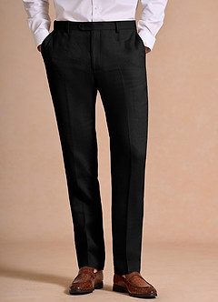 front Wesley Black Linen Blend Dress Pants