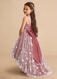 Azazie Celia Flower Girl Dresses Antique Rose A-Line Spaghetti Strap Tulle Dress image1