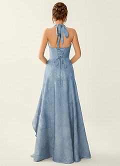 Anliem Puderblau Jacquard-Abendkleid image5