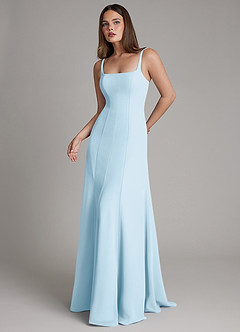 Azazie Nyla Kleider zum Anprobieren zu Hause A-Linie Rechteckiger Ausschnitt Chiffon Kleid Himmelblau image5