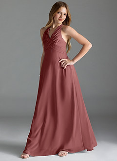 Azazie Tessie Junior Amethyst A-Line Pleated Chiffon Dress image3