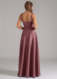 Azazie Shaude Bridesmaid Dresses Vintage Mauve A-Line Pleated Stretch Satin Dress image6