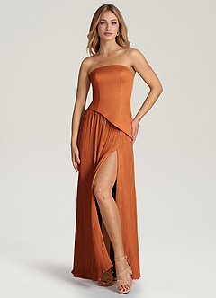 Azazie Tierney Bridesmaid Dresses Cinnamon A-Line Strapless Chiffon Convertible Dress image6