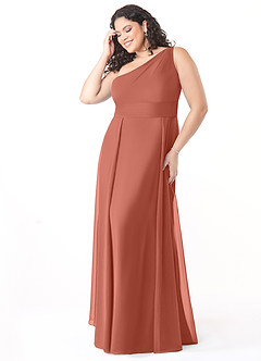 Azazie Dallas Jurken voor bruidsmeisjes Jurk van Chiffon met A-Lijn One-Shoulder Klei image7