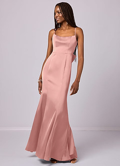 Barbie ♥ Azazie Bridesmaid Dresses Rosette Mermaid Bow Stretch Satin Dress image2