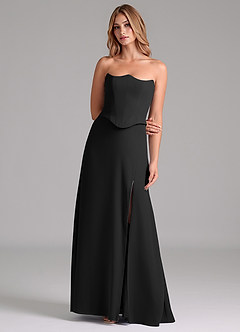 Azazie Jenilyn Bridesmaid Dresses Black A-Line Strapless Chiffon Dress image4