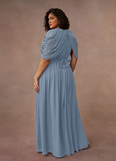 Azazie Olena Mother of the Bride Dresses Dusty Blue A-Line Sequins Chiffon Dress image10