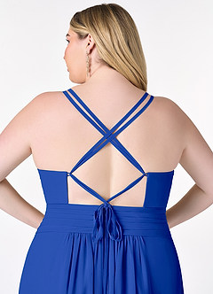 Azazie Farren Bridesmaid Dresses Royal Blue A-Line Pleated Chiffon Convertible Dress image13