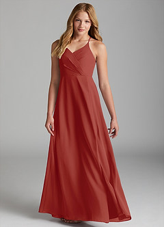 Azazie Davis Junior Terracotta A-Line Chiffon Dress image1