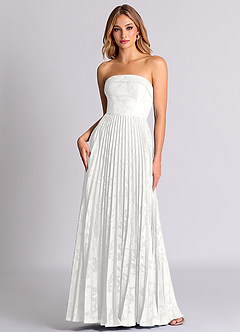 Azazie Mariana Bridesmaid Dresses White A-Line Strapless Floral Burnout Convertible Dress image1
