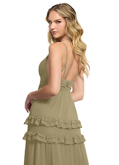 Azazie Rachel Bridesmaid Dresses Moss Green A-Line Chiffon Dress image5