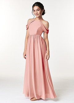 Azazie Seneca Junior Rosette A-Line Off the Shoulder Chiffon Dress image5