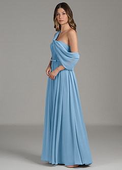 Azazie Nyah Bridesmaid Dresses Steel Blue A-Line Off the Shoulder Chiffon Dress image6