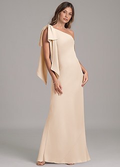 Azazie Capri Bridesmaid Dresses White Alabaster A-Line One Shoulder Chiffon Dress image4