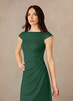 Azazie Janie Mère de la mariée Robes Robe Sirène en Dentelle Vert Foncé image3