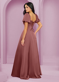 Barbie ♥ Azazie Bridesmaid Dresses Amethyst A-Line Ruched Stretch Satin Dress image2