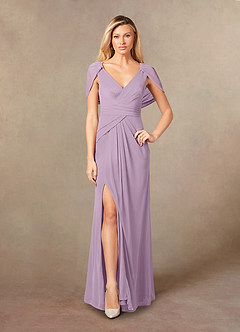 Azazie Luisa Mother of the Bride Dresses Wisteria Mermaid V-Neck Pleated Mesh Dress image5