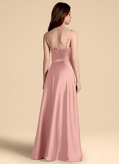 Azazie Prisha Junior Rosette A-Line Pleated Stretch Satin Dress image2