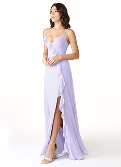 Azazie Tarni Bridesmaid Dresses Lilac A-Line Chiffon Dress image3